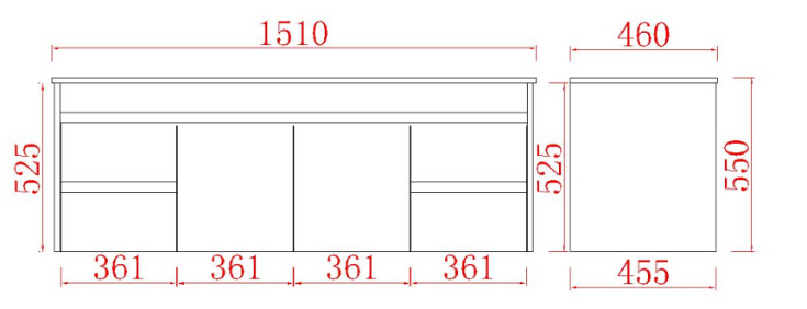 Polar Wall-Hung PVC Vanity P154WH — detail 6