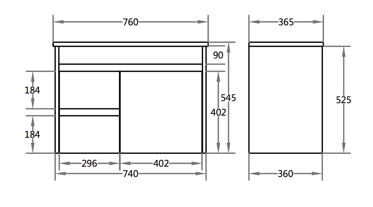 Polar Ensuite Wall-Hung PVC Vanity P73LWH — detail 2