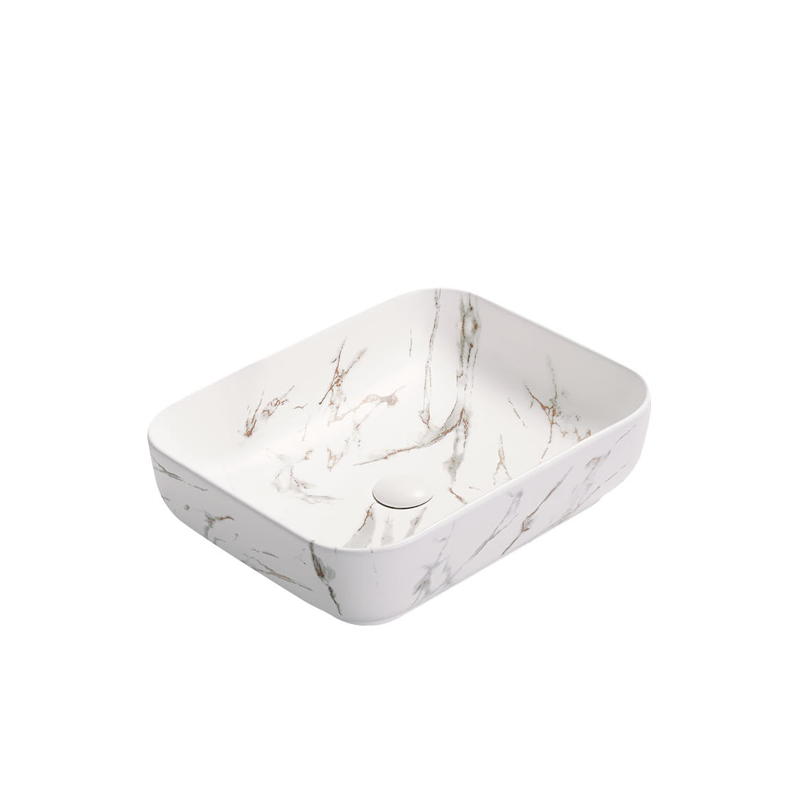 PA5039M2 Above Counter Basin Matte White Carrara With Gold Vein(Oval: 500*390*130mm) — detail 2