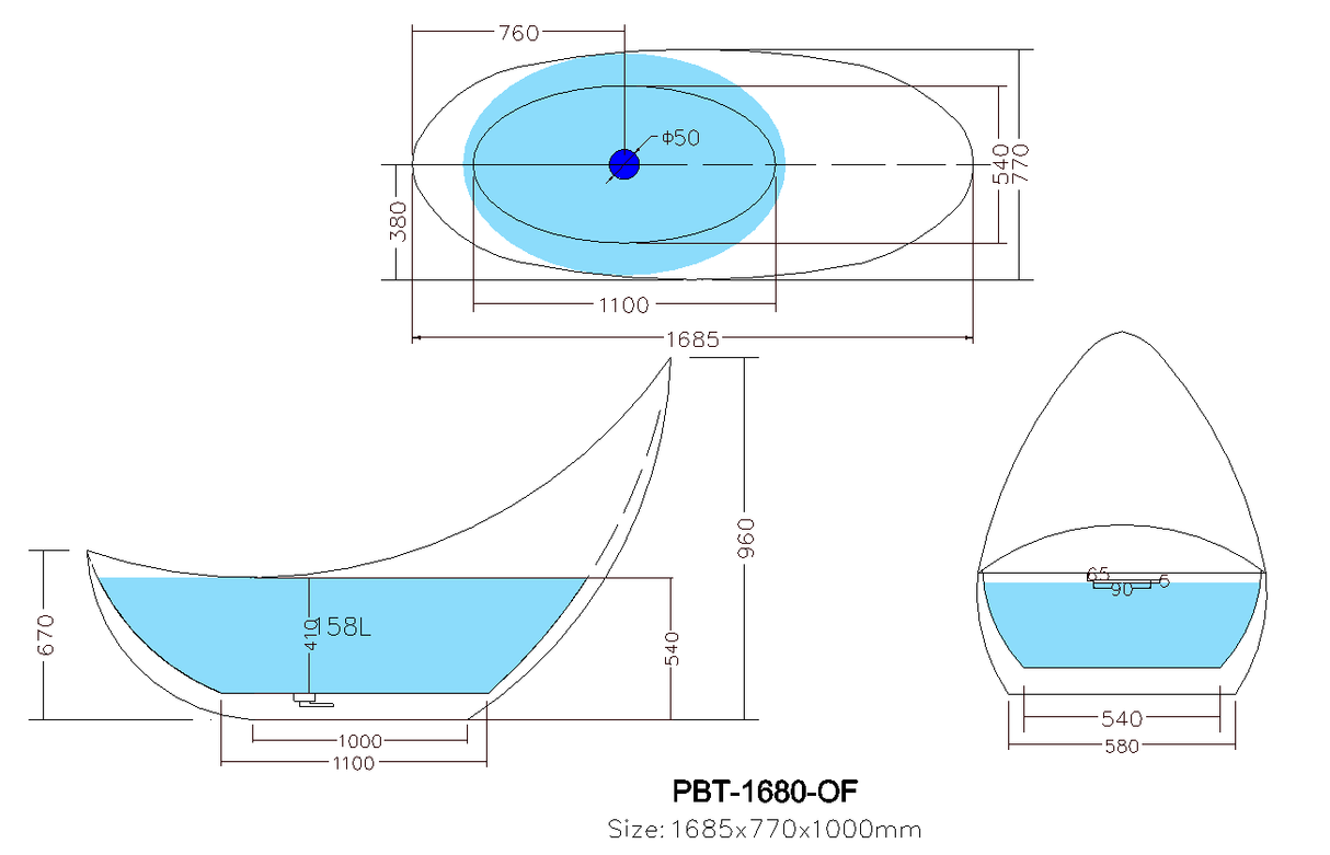 Posh PBT1680 Freestanding Bathtub — detail 3