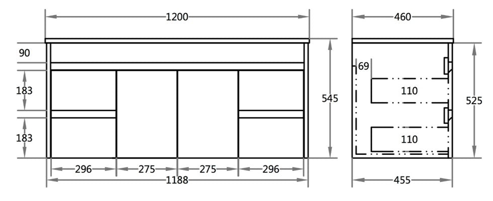 Polar Wall-Hung PVC Vanity P124WH — detail 4