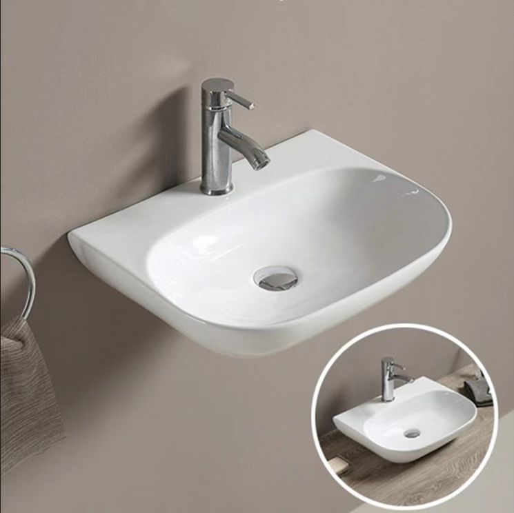 PW5038 Wall Hung Basin, Gloss White Fine Ceramic(Oval: 500*385*120mm)