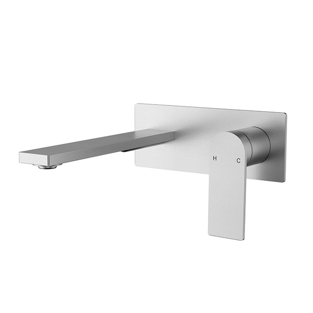 Ruki Wall Basin Mixer Set Brushed Nickel Lead Free Brushed Nickel