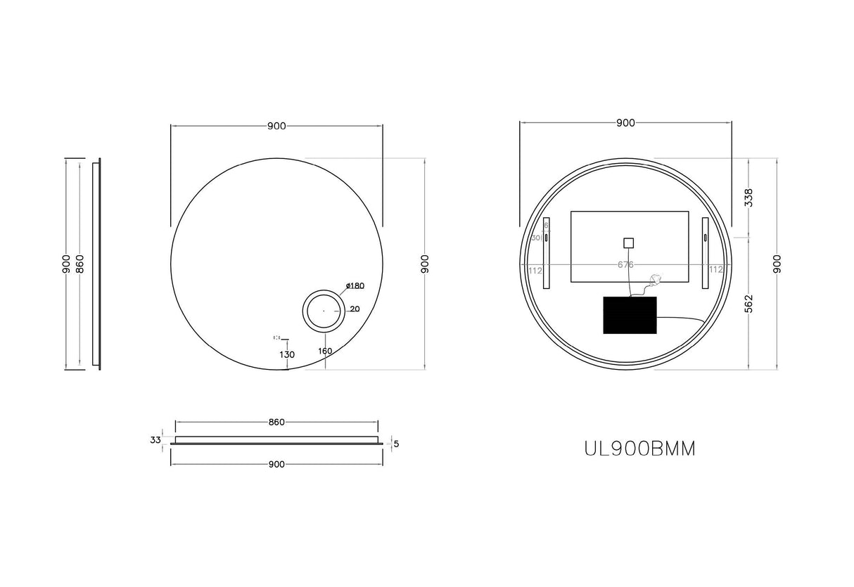 OR900BMM LED Backlit Mirror with Magnifier — detail 4