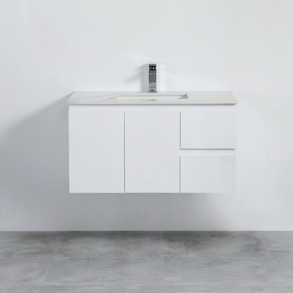 Nordic Wall-Hung PVC White Vanity 93RWH