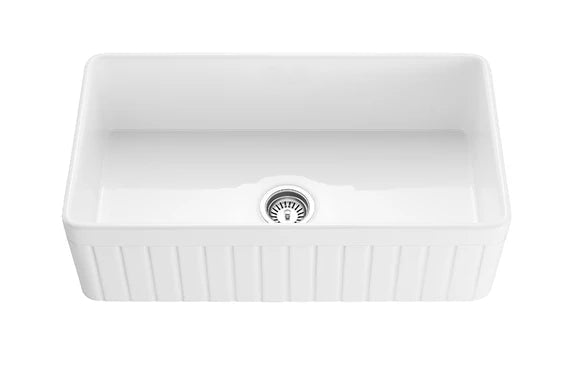 Greenwich Fireclay farmhouse single sink 838*456*252mm (FCBD828GW/MB) — detail 2