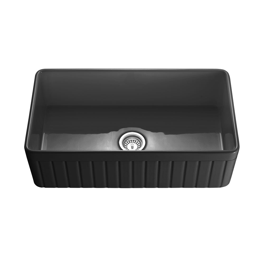Greenwich Fireclay farmhouse single sink 838*456*252mm (FCBD828GW/MB) — detail 5