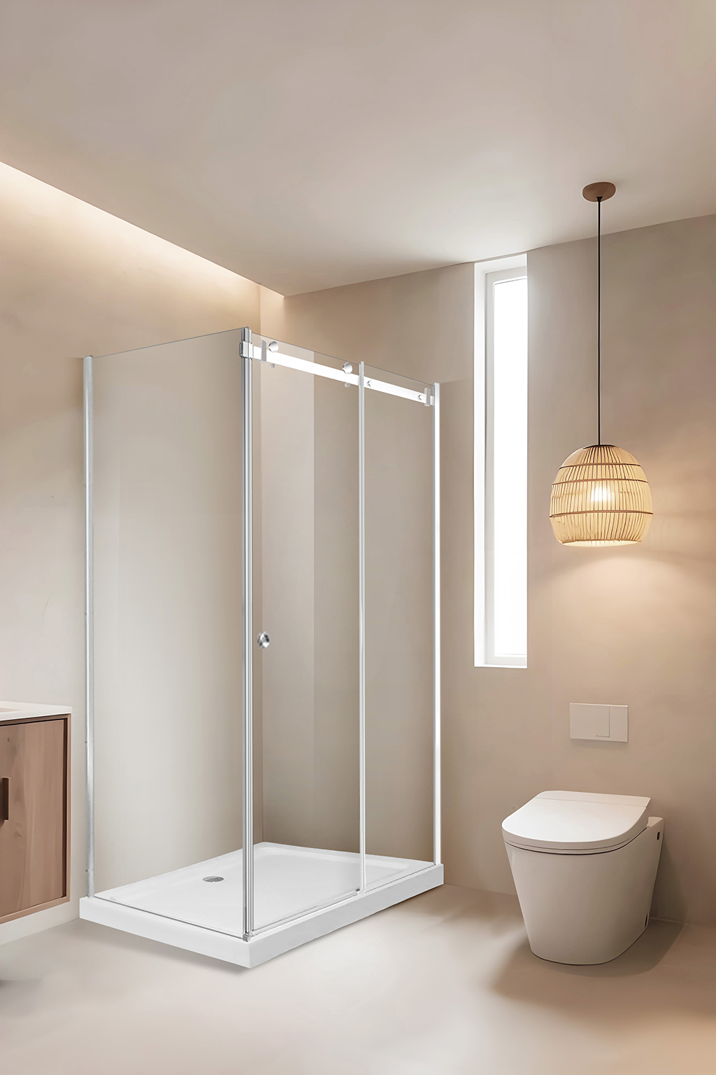 Package C - 900-1000mm L-Shaped Single Side Panel with Stainless Steel Wall Profile FP-CH-900 — detail 3