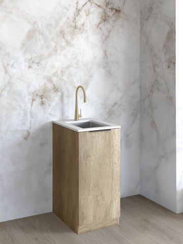 Mini Laundry 430mm Byron/Bondi Natural Oak with Pure White Top — detail 2