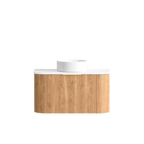 Bondi 900mm Woodland Oak Fluted Curve Cabinet Only — detail 6