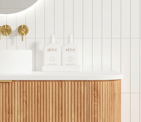Bondi 1200mm Woodland Oak Fluted Curve Vanity with Pure White Top — detail 4