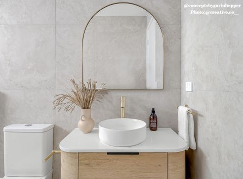 Bondi 750mm Natural Oak Wall Hung Curve Vanity with Pure White Top — detail 3