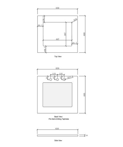 Laundry 650mm Natural Carrara White Marble Top — detail 3