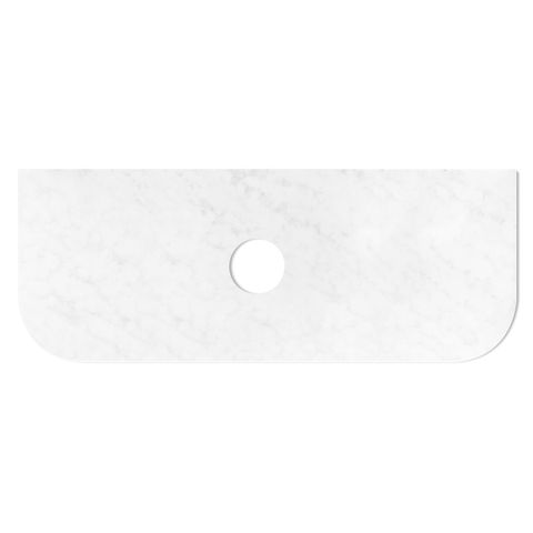 Bondi 1200mm Satin White Fluted Wall Hung Curve Vanity with Cloudy Carrara Top — detail 2