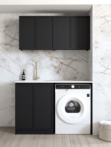 Laundry Kit 1305A Hampshire Black with Natural Carrara Marble Top