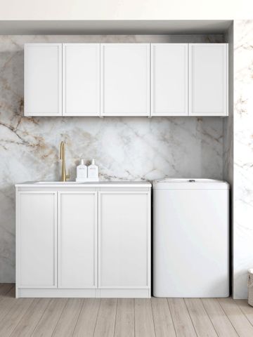 Laundry Kit 1715B Hampshire White with Natural Carrara Marble Top