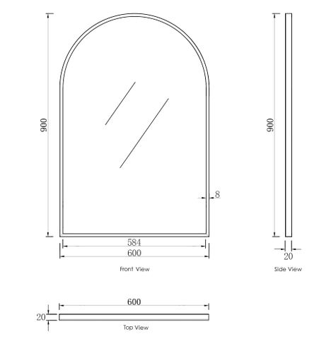 Archie 900(H)x600(W) Gold Metal Framed Tuffi Mirror — detail 2