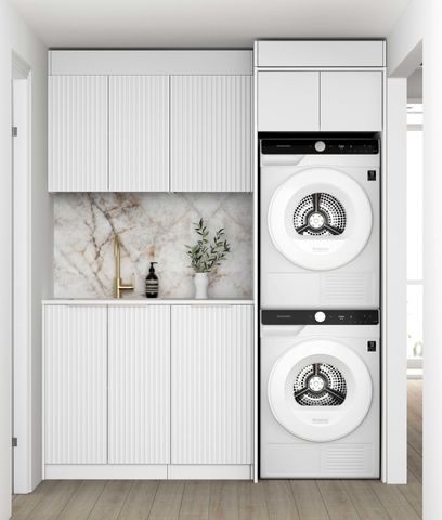 Laundry Kit 1715C Noosa White with Natural Carrara Marble Top