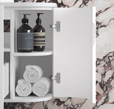Hampshire 1200mm Satin White Wall Hung Curve Cabinet Only — detail 4