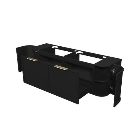 Hampshire 1500mm Satin Black Wall Hung Curve Cabinet Only — detail 5