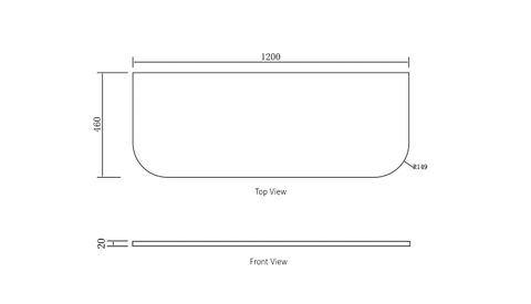 Bondi 1200x460x20 Pure White Top No Hole — detail 2
