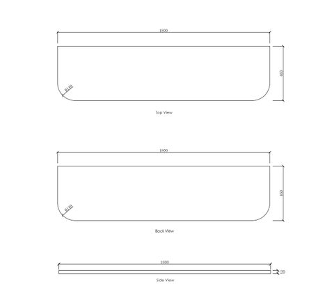 Bondi 1800x460x20 Solid Surface Matte White Top No Hole — detail 2