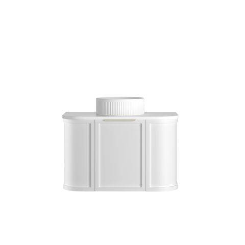 Hampshire 750mm Satin White Wall Hung Curve Vanity with Matte White Top