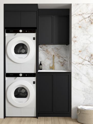 Laundry Kit 1305C Hampshire Black with Cloudy Carrara Top