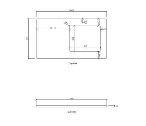Laundry 1060mm Natural Carrara White Marble Top - Right Bowl 12TH — detail 3