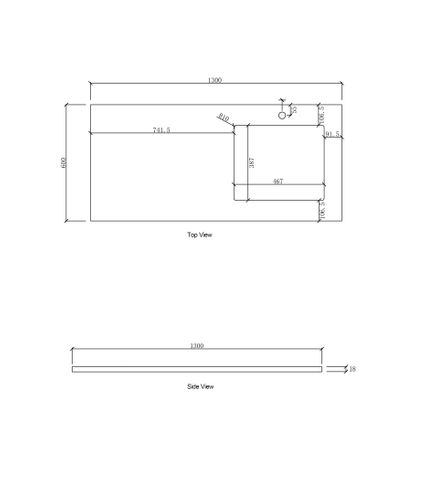 Laundry 1300mm Natural Carrara White Marble Top - Right Bowl 12TH — detail 2
