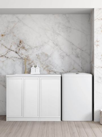 Hampshire White Base Laundry Cabinet with 1060mm Pure White Top