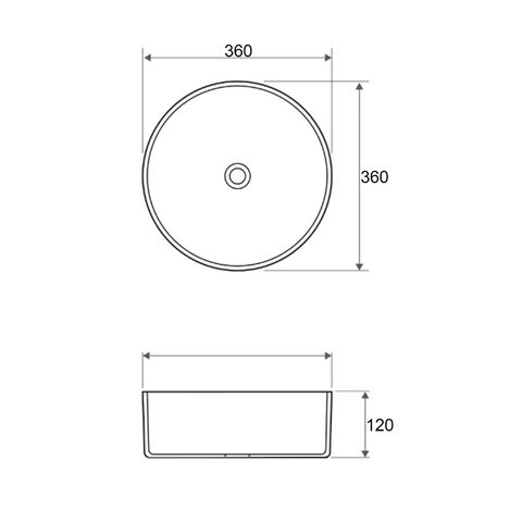 Radius Round 360x360x115 Gun Metal Basin — detail 3