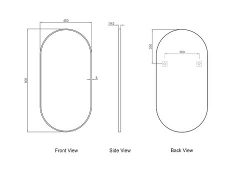 Noosa 900(H)x450(W) White Metal Frame Tuffi Mirror — detail 3