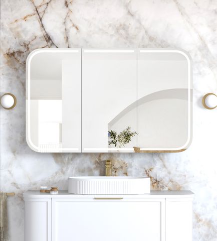 LED Newport 1200(W)x750(H) White Shaving Cabinet - Premium Edition