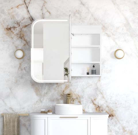LED Newport 900(W)x750(H) White Shaving Cabinet - Premium Edition — detail 3