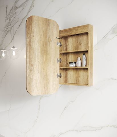 LED Newport 900(H)x450(W) Natural Oak Shaving Cabinet - Premium Edition — detail 2