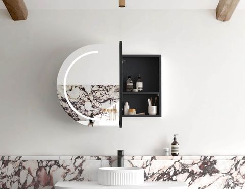 LED Bondi 900(W)x600(H) Black Oak Shaving Cabinet - Premium Edition — detail 2