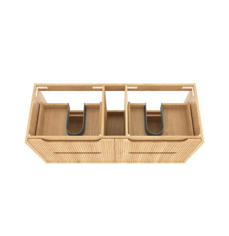 Byron Fluted 1200mm Woodland Oak Wall Hung Cabinet Only with Four Drawers — detail 6