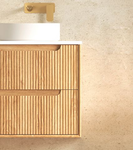 Byron Fluted 600mm Woodland Oak Wall Hung Cabinet Only — detail 4