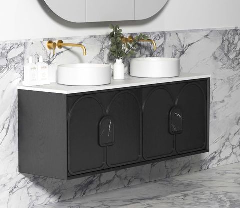 Laguna Mark II 1500mm Black Oak Wall Hung Cabinet Only — detail 2