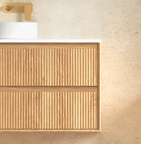 Byron Fluted 1200mm Woodland Oak Wall Hung Cabinet Only — detail 3