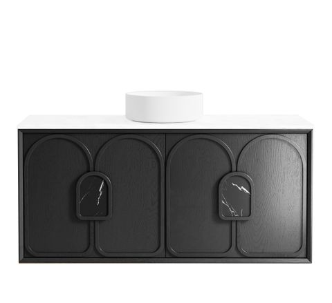 Laguna Mark II 1200mm Black Oak Wall Hung Vanity with Matte White Top