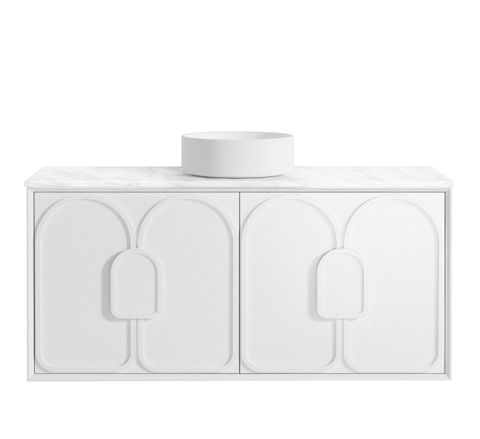 Laguna Mark II 1200mm Matte White Wall Hung Vanity with Cloudy Carrara Top