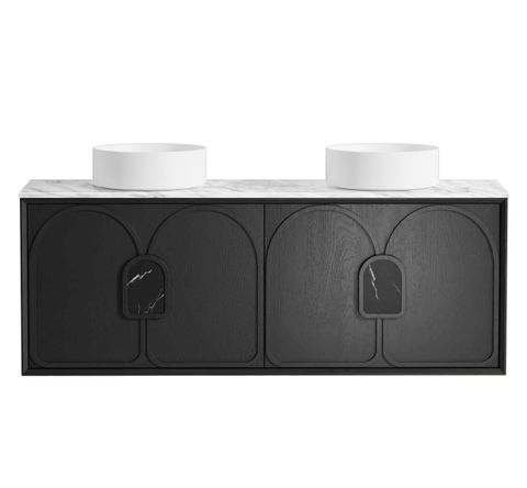 Laguna Mark II 1500mm Black Oak Wall Hung Vanity with Natural Carrara Marble Top