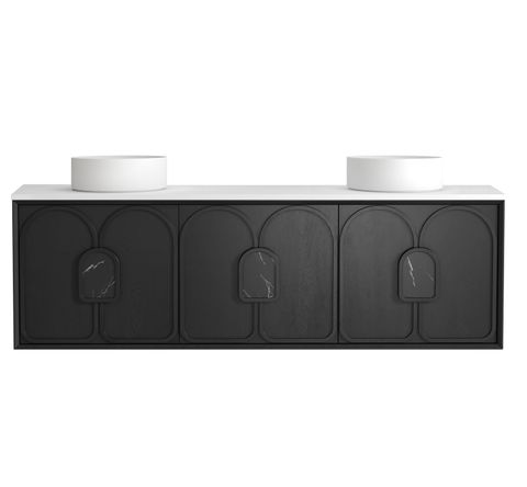 Laguna Mark II 1800mm Black Oak Wall Hung Vanity with Pure White Top — detail 6