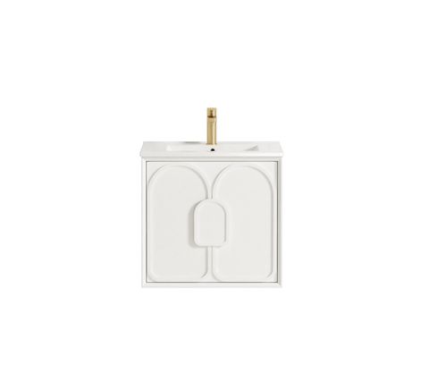 Laguna Mark II 600mm Matte White Wall Hung Vanity with Ceramic Top — detail 2