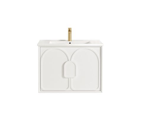 Laguna Mark II 750mm Matte White Wall Hung Vanity with Ceramic Top