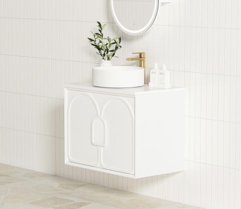 Laguna Mark II 750mm Matte White Wall Hung Vanity with Pure White Top — detail 2