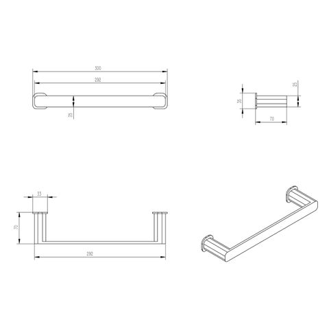 Oskar Brushed Nickel Towel Bar — detail 2