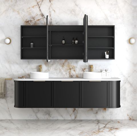 LED Newport 1800(W)x750(H) Black Oak Shaving Cabinet - Premium Edition — detail 2